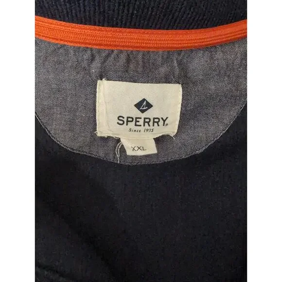 XXL Sperry dressy winter knit navy zip sweater pullover - Picture 5 of 7
